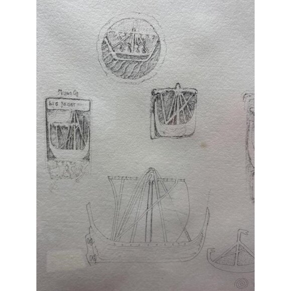 Sally B Hooff Ink on Handmade Paper “Flotilla of Galleys” Scottish PEI - Picture 5 of 8